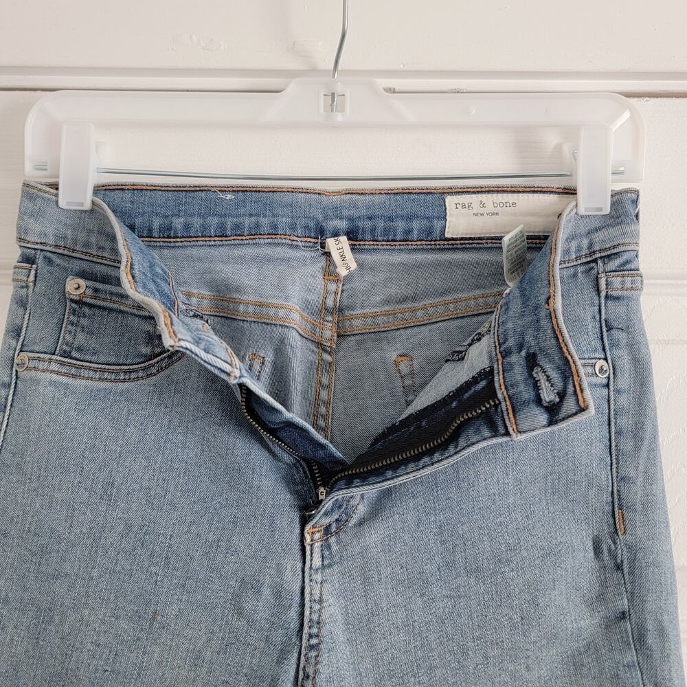 Rag & Bone High-Rise Step Hem Frayed Skinny Cropped Jeans Light Wash Size 29 - Picture 7 of 8